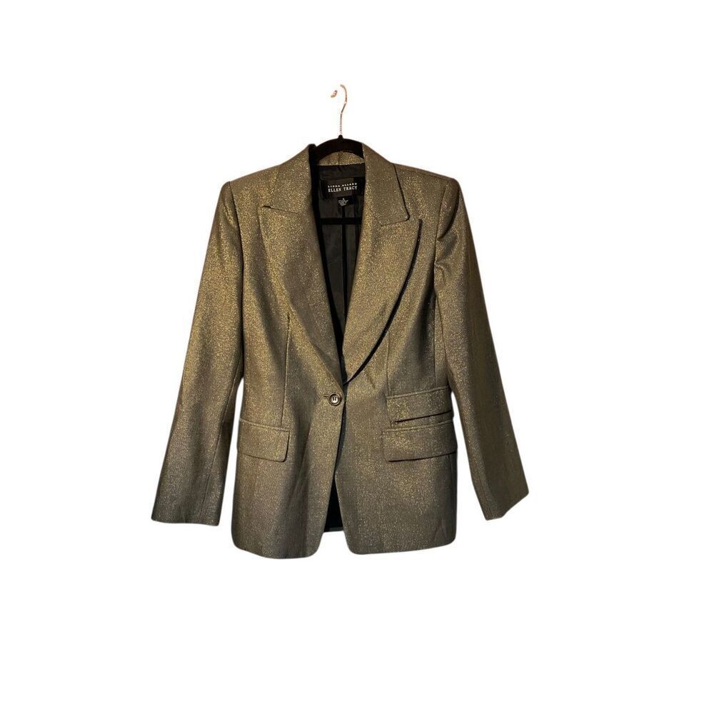 Vintage, Linda Allard, Ellen Tracy, gold metallic blazer, size 4
